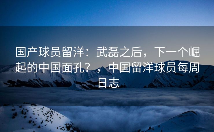 国产球员留洋：武磊之后，下一个崛起的中国面孔？，中国留洋球员每周日志  第2张