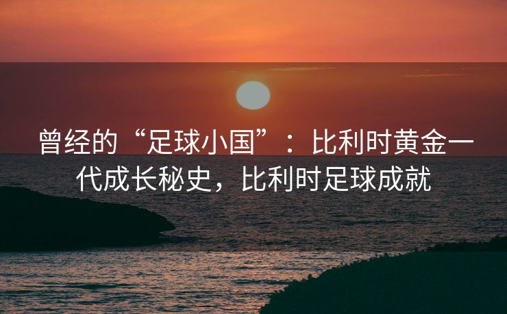 曾经的“足球小国”：比利时黄金一代成长秘史，比利时足球成就